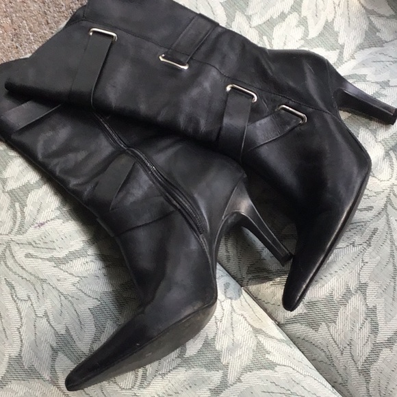 White mountain black leather heeled boots - Picture 1 of 10